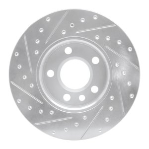 Volkswagen EuroVan Brake Rotor (1) - Front Right - R1 Concepts - Drilled & Slotted - Silver - `96-`00